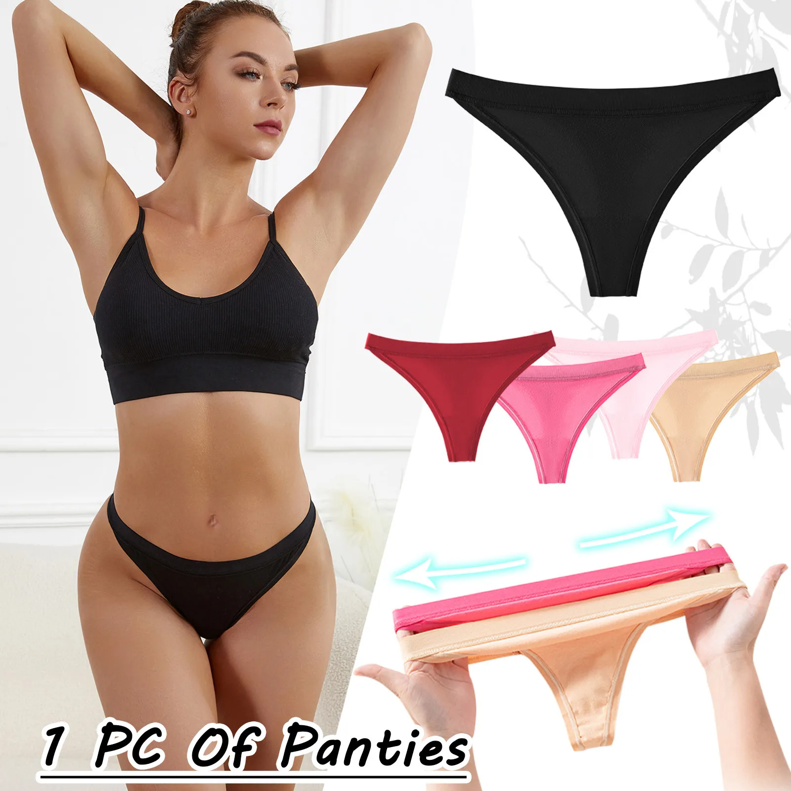 

Бесшовные стринги для женщин, трусики, однотонное нижнее белье, трусики-бикини, панталоны танга, сетчатые стринги, мягкие трусики с Т-образн...