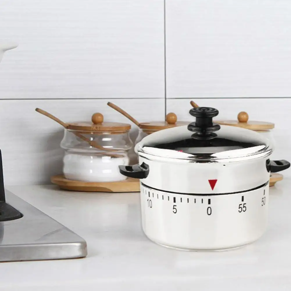 

60 Minutes Kitchen Timer No Battery Accuracy Pressure Cooker Shape Clockwork Design Alarm Timer 360 Degree Rotating Timer