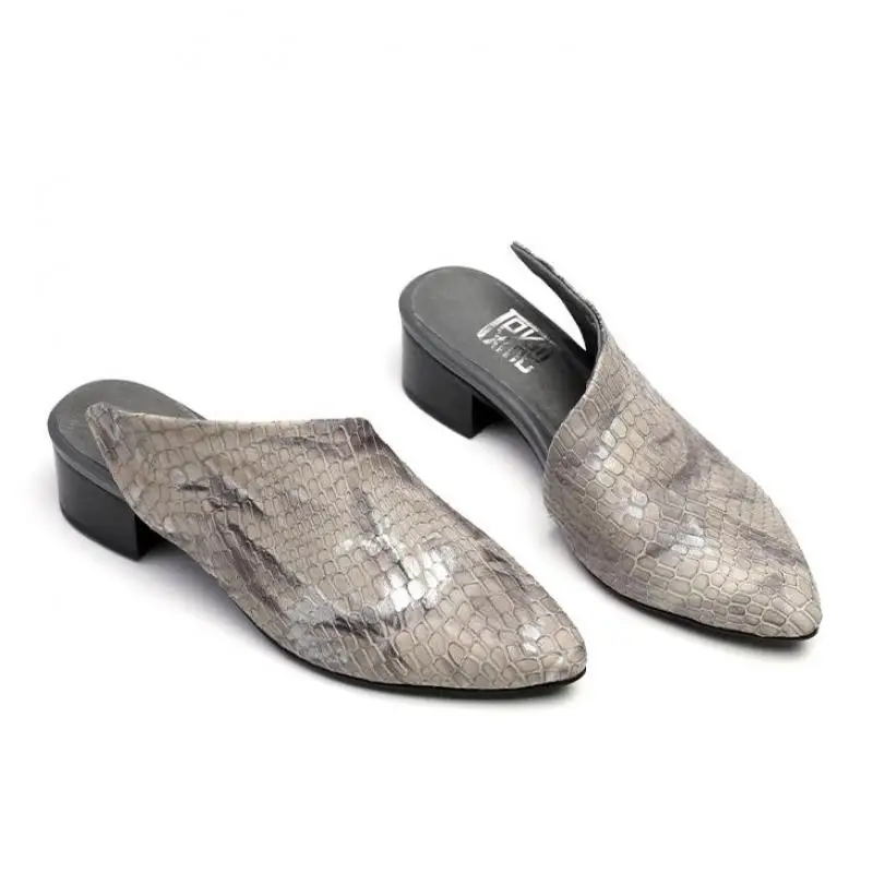 

Мюли женские кожаные, шлепанцы с острым носком, натуральная кожа, брендовые, без задника, повседневные, тапки для дверей, 2023, лето