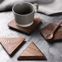 6pcs tea coffee cup pad placemats decor walnut wood coasters durable heat resistant square round drink mat bowl teapot