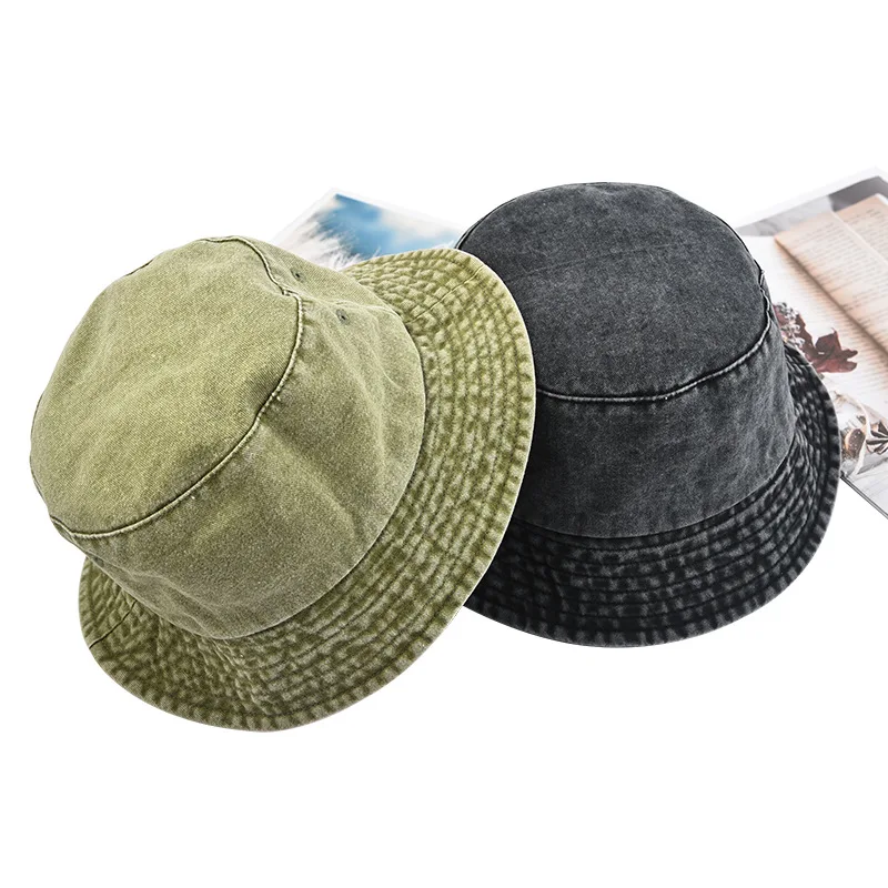 Harajuku Washed Denim Cotton Bucket Hats Designer Unisex Streetwear Fisherman Hats for Women Hip Hop Unisex Caps Bonnet Gorra