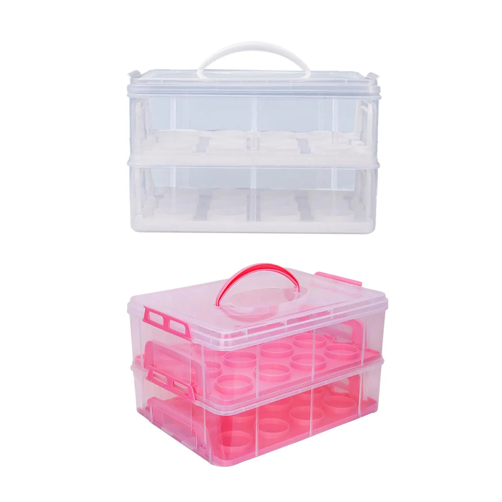 

Cupcake Storage Containers with Locking Lid 2 Tiers Cupcake Carrier for Cheesecakes