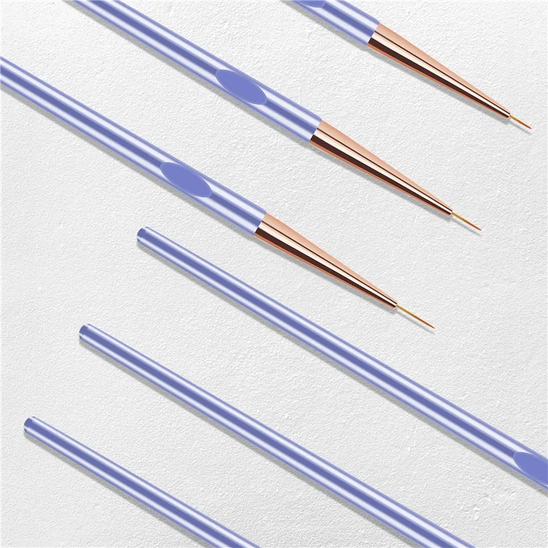 

3Pcs/Set Nail Art Brushes Pulling Liner Pen Electro-optic Purple Handle Painting Drawing DIY Manicure Tools Supplies Tips Design
