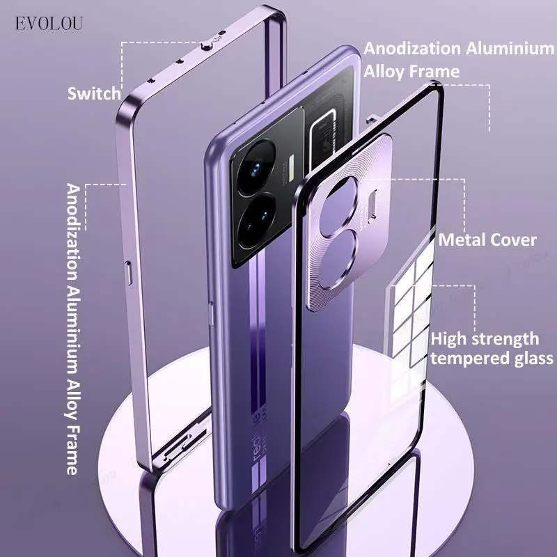 Противоударный чехол для телефона Xiaomi 13T Pro бампер с металлической рамой из