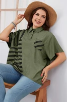 plus size t shirts 3xl striped loose blouse shirt 2022 women summer short sleeve casual shirts