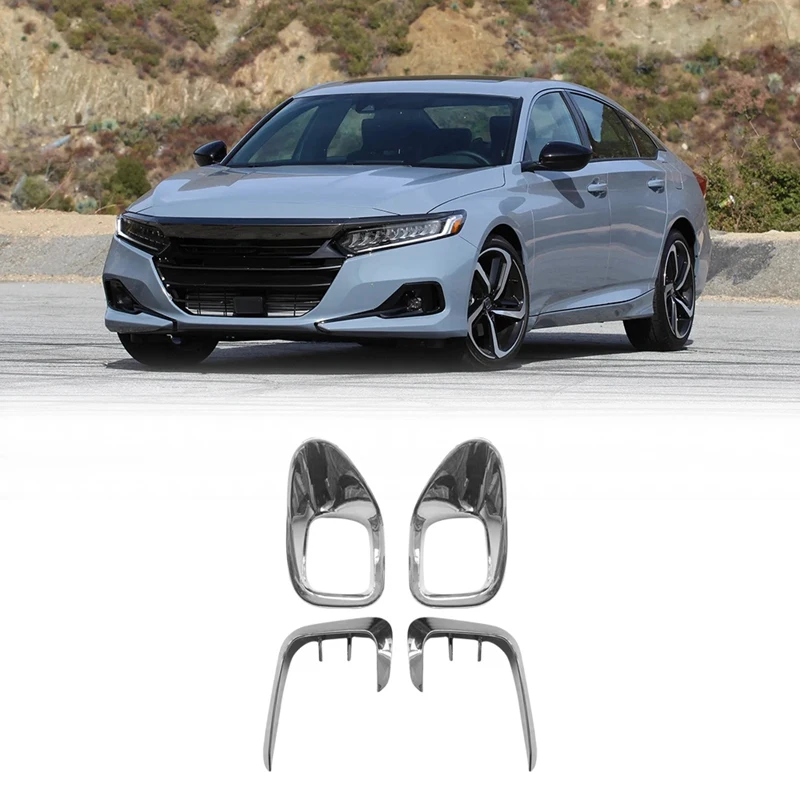 

4Pcs for Honda Accord 2022+ ABS Chrome Front Bumper Spoiler Air Knife Fog Light Lamp Cover Trim Foglight Bezel Frame