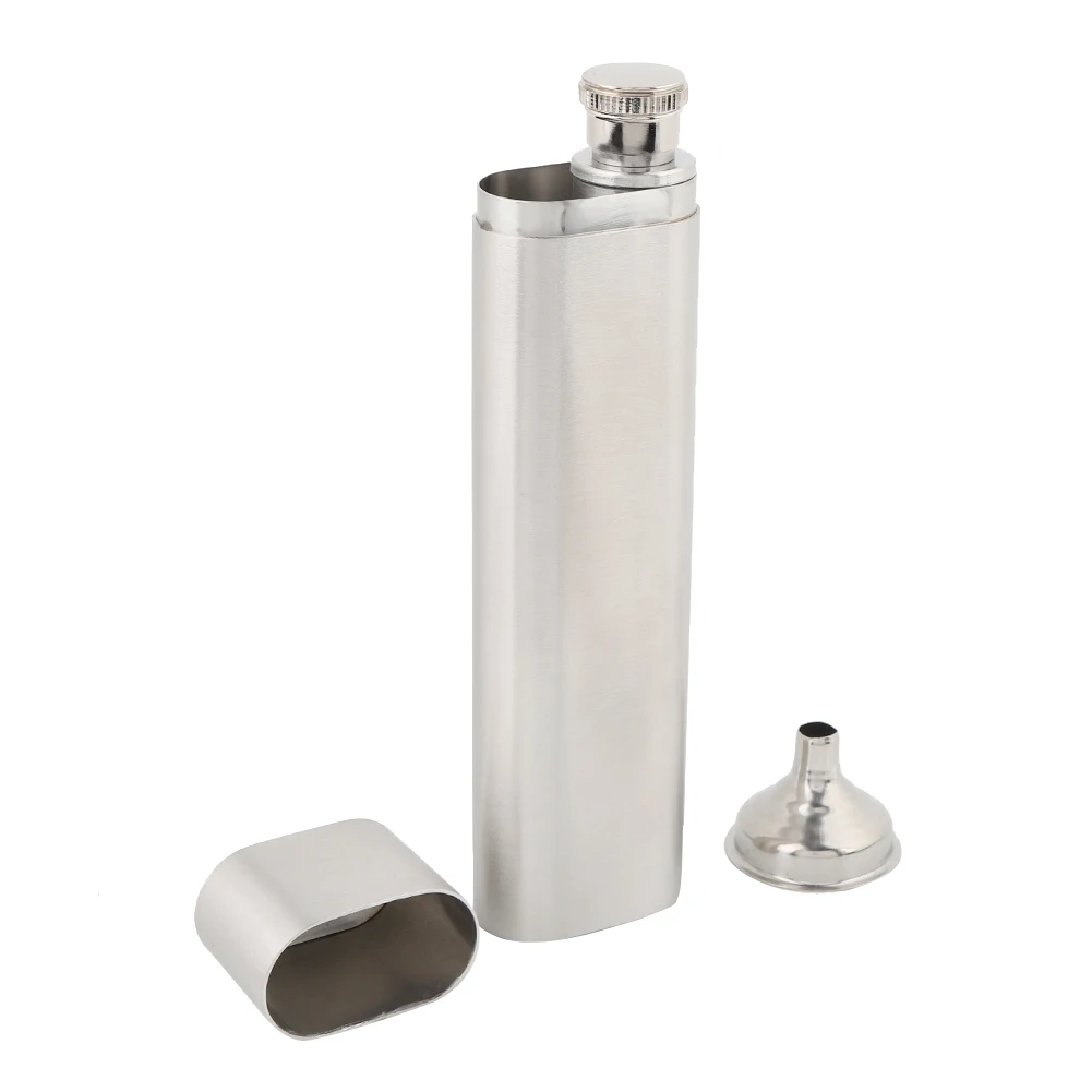 

Two Tubes Stainless Steel Hip Flask and Cigar Holder Humidor Tube Travel Carry Case