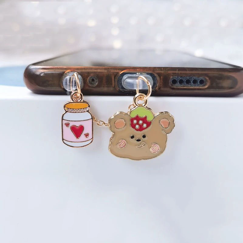 

Bottle Bear Dust Plug Charm Kawaii 3.5MM Jack Anti Dust Cap Cartoon Charge Port Plug For iPhone USB C Protection Stopper Pendant