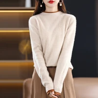 spring and autumn new pure wool sweater curling half turtleneck slim bottoming shirt temperament wild knitted sweater top