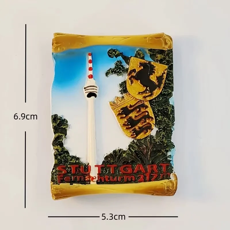 Stuttgart TV Tower, здание достопримечательностей, туристический сувенир, 3D-окрашенное украшение, наклейка на холодильник, магнитная наклейка (art.: 3920cb04bf156) - 3920cb04bf156