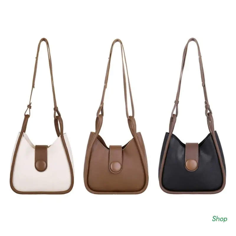 

L5YC Women's Underarm Bag Color-Block Handbag Ladies Shoulder Bag PU Shopping Bag Ins