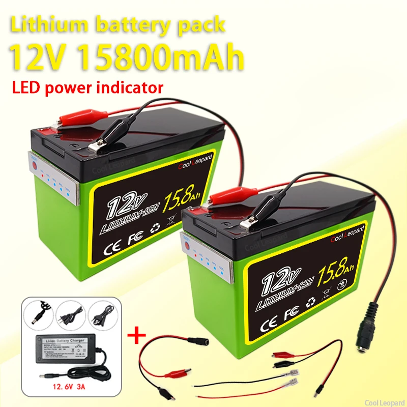 

New Style 12V 15800mAh 18650 Lithium Battery Pack Is Suitable For Xenon Lamp LED Lamp Electric Vehicle Battery +12.6V3A Charger.