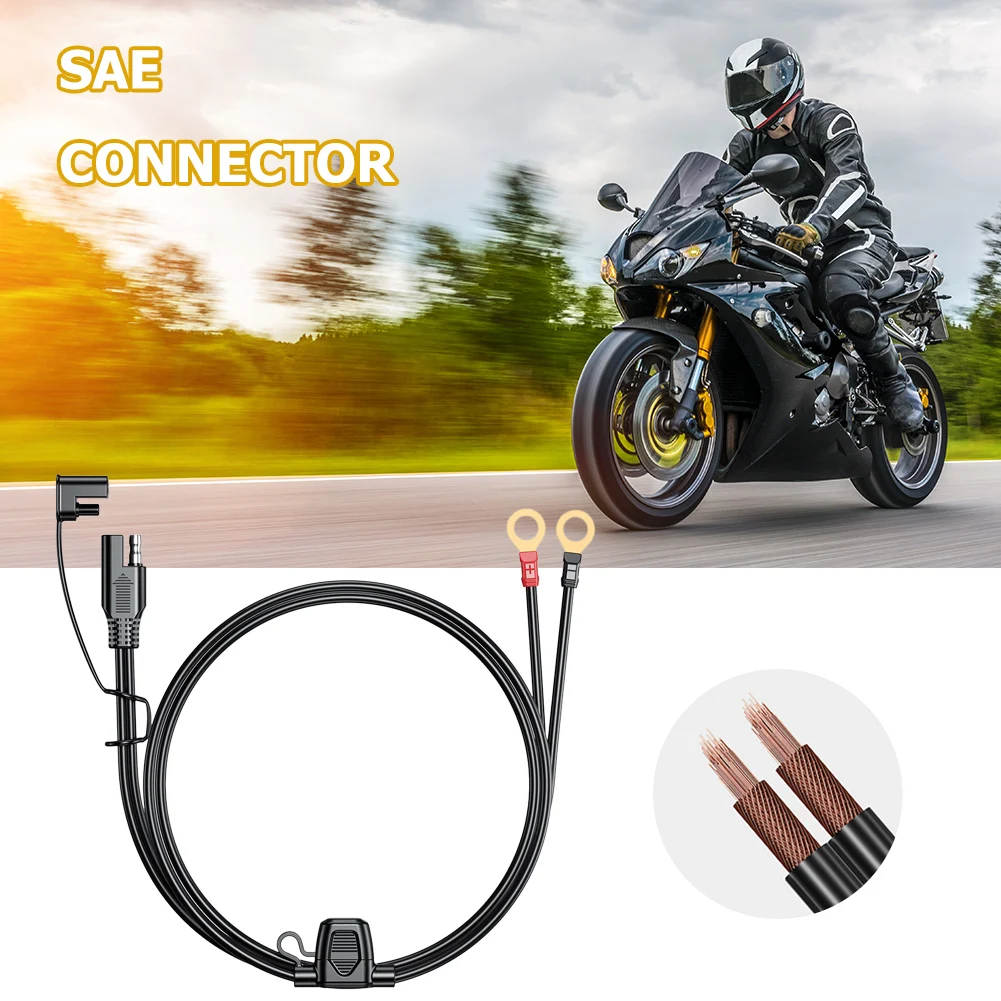 

12-24V 18AWG SAE 2 Pin Quick Disconnect to O Ring Terminal Harness Connecter Cord Connector Cable Photovoltaic Power Cord