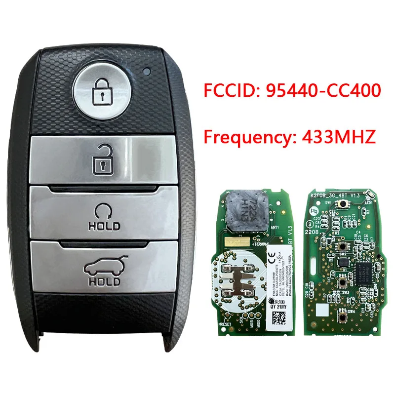 Фото CN 051169   Номер детали OEM 95440-CC400 для KIA Sonet 2021 6A, чип Smart Key, пульт дистанционного управления, 4 кнопки, 433 МГц №1