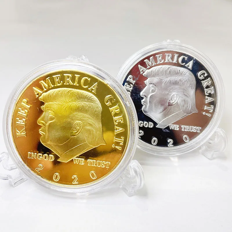 

1Pcs Iron Commemorative Coin MAGA Nice Gift Collectible President Figure Pattern Gold/Silver Souvenir Coin Home Decoration