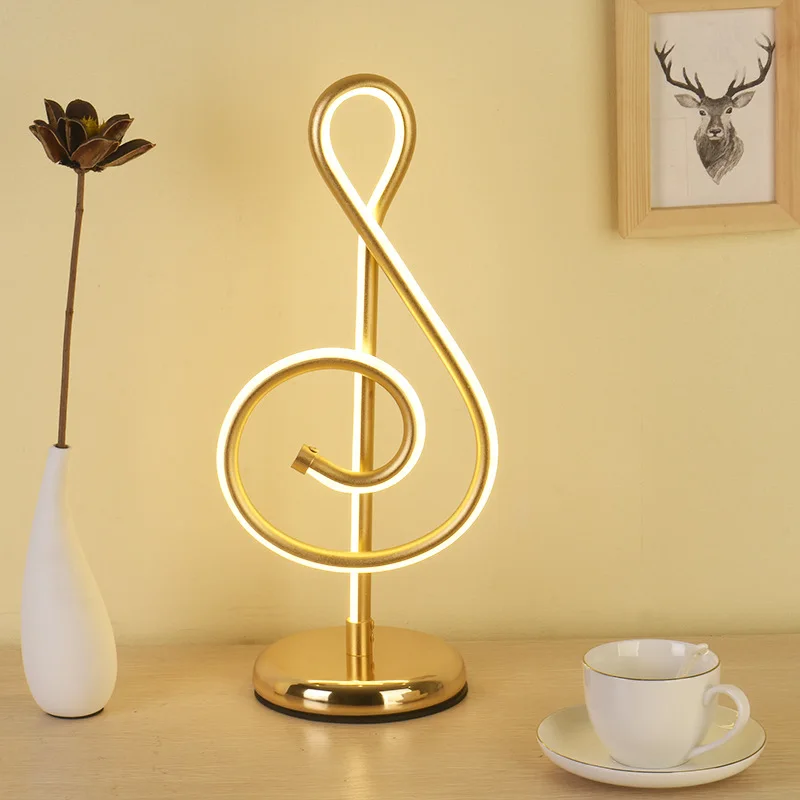 

Nordic LED Table Lamp Three-color Dimming Musical Note Desk Light Aluminum Eye Protection Reading Lamp EU/US/UK Plug 110-220V