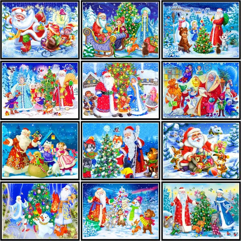 

GATYZTORY Pictures By Number Santa Claus Kits Home Decor Painting By Numbers Christmas Gifts Drawing On Canvas Art