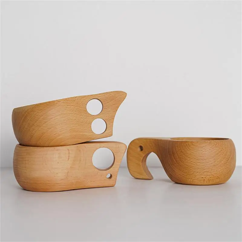 

Anti-scald Mouth With Handle Milk Cup Household Milk Tea Cup Creative Wood Water Cup 2023 Portable New Solid Drinking Cup
