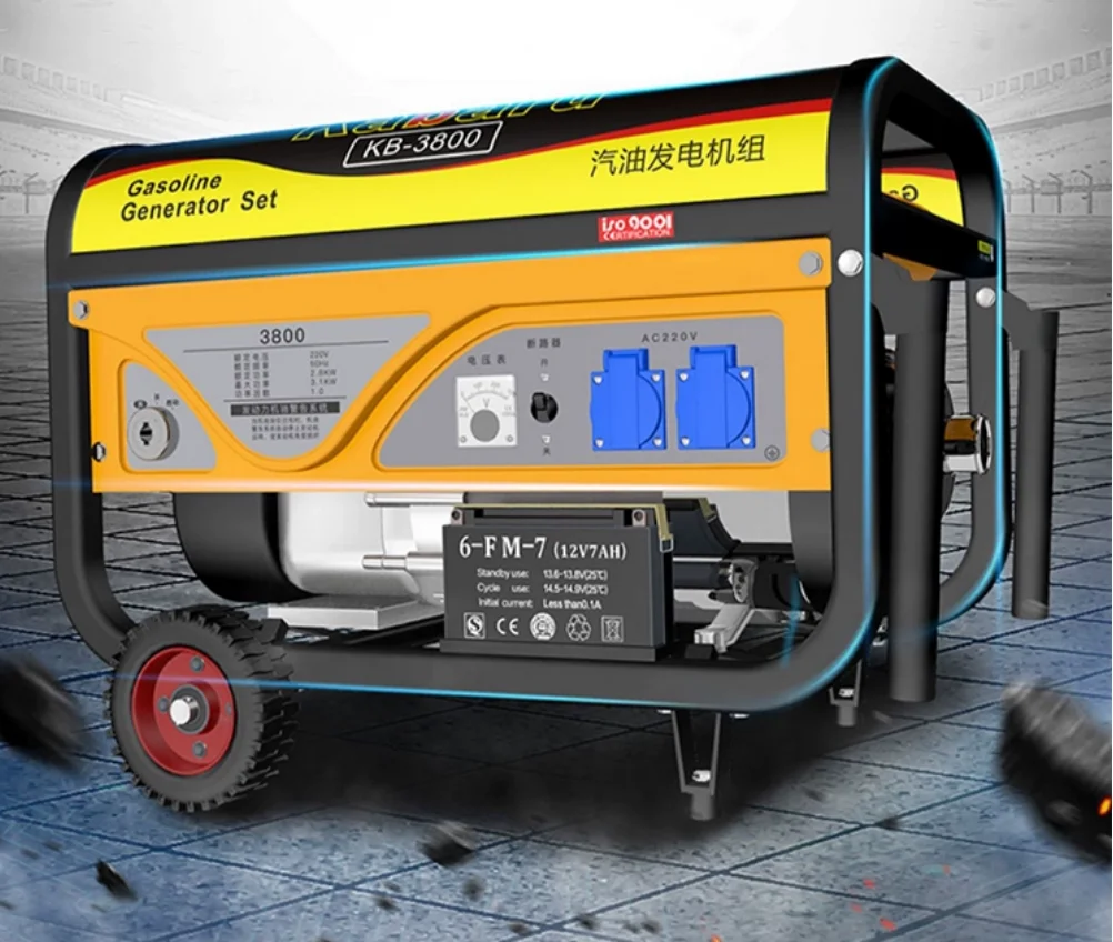Бензиновый генератор 220 В бытовой маленький 3 кВт высокая мощность 5/6/8 380