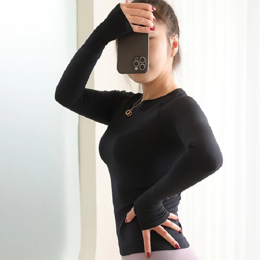 Long Sleeve Yoga Shirts for Women Tight Fit Sports T-shirt High Stretch Quick Dry Sports Tops Women Sportswear Fitness Wear