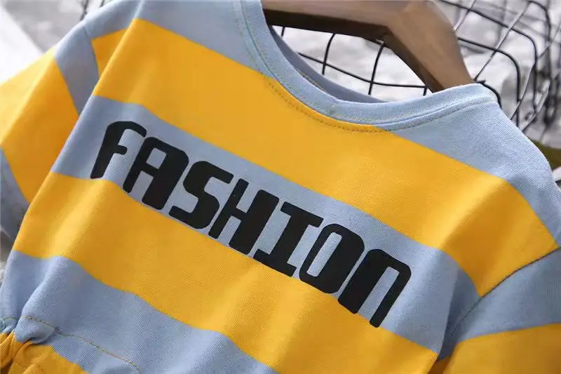 Детское летнее платье в полоску с коротким рукавом на возраст 6-14 лет |