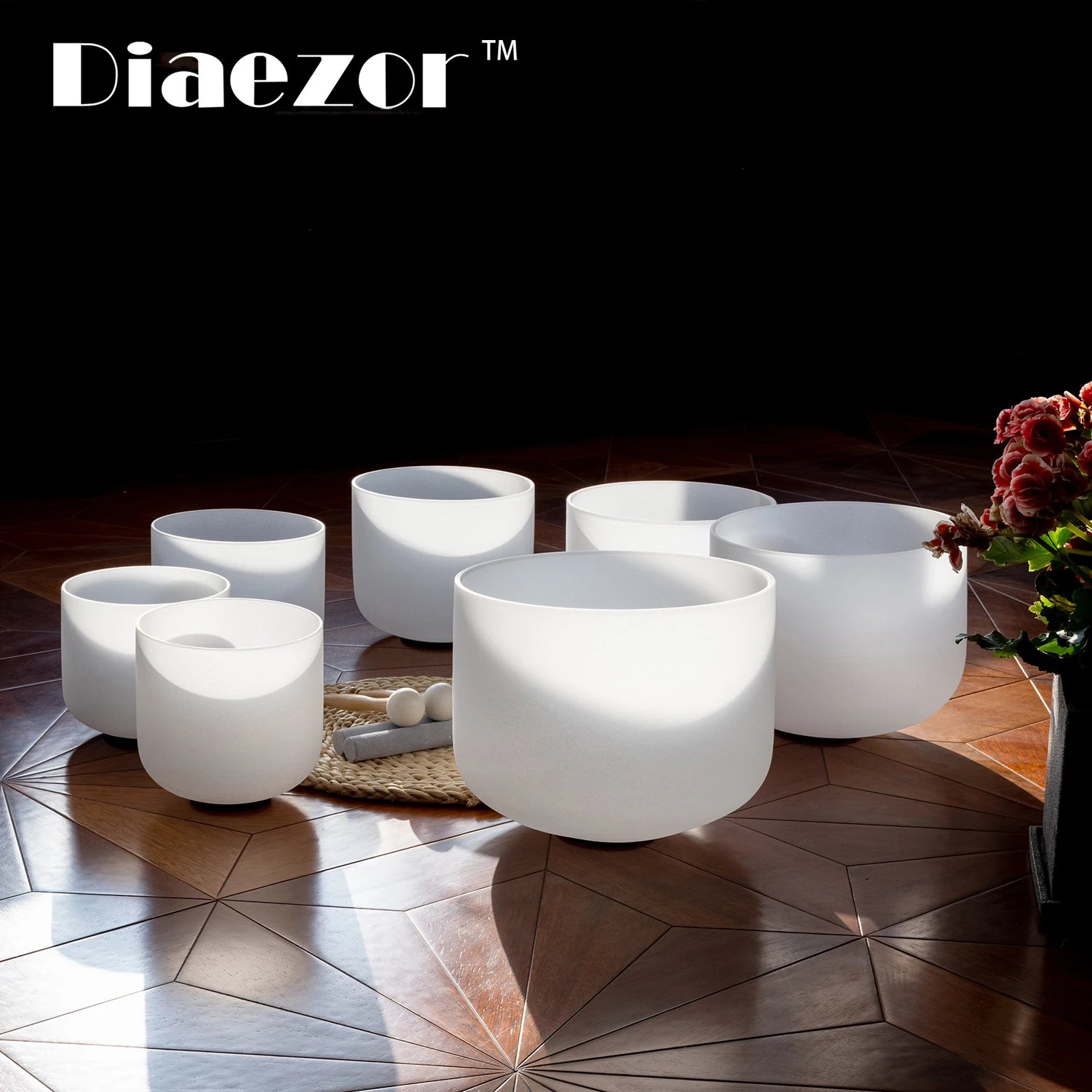 Diaezor 7-12 дюймов 7 шт. белая кристаллическая поющая чаша чакра инструмент для