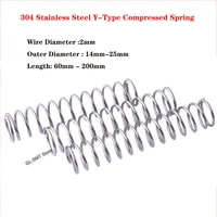 1pcs wire dia 2mm compression spring length 60 200mm 304 stainless steel y type compressed spring return spring