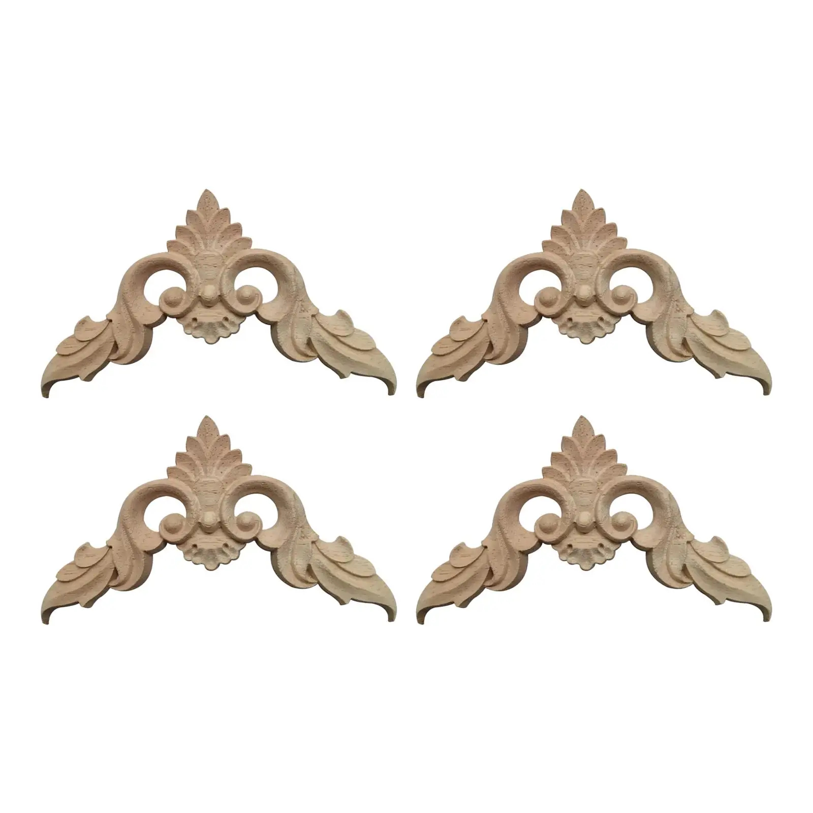 

4Pcs Wood Applique Corner Onlay Wooden Carved Corner Decals for Home Drawer