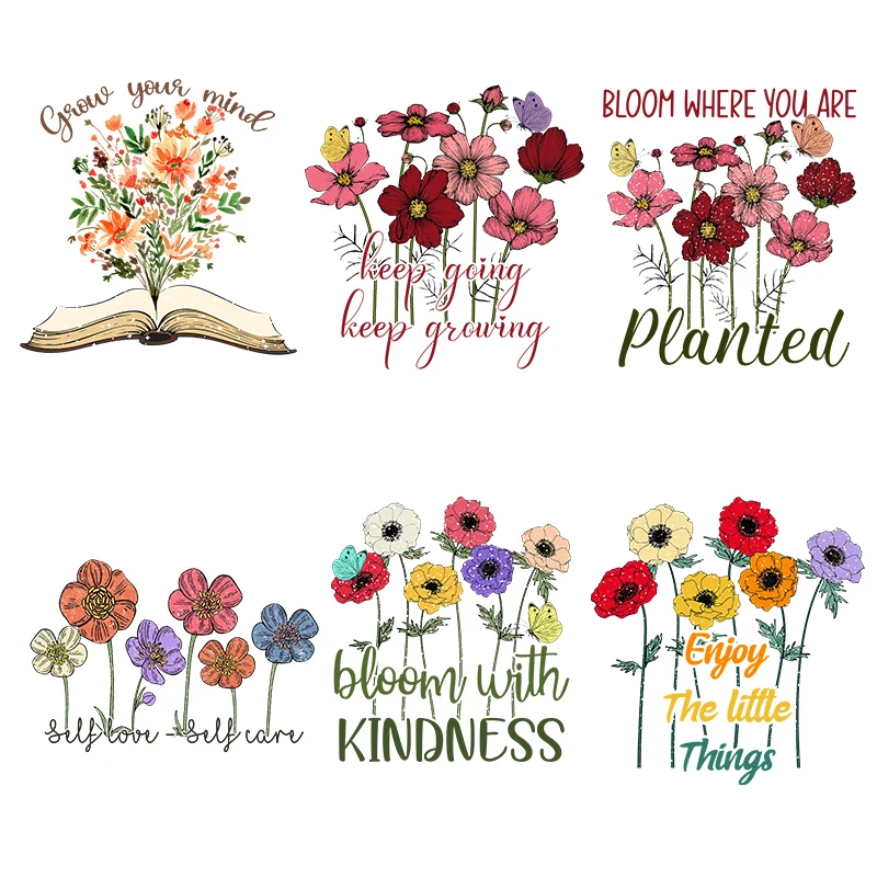 

Fashion Flower alphabet heat transfer printing girls campus niche style DIY Iron On sticker ironing vinyl accessories