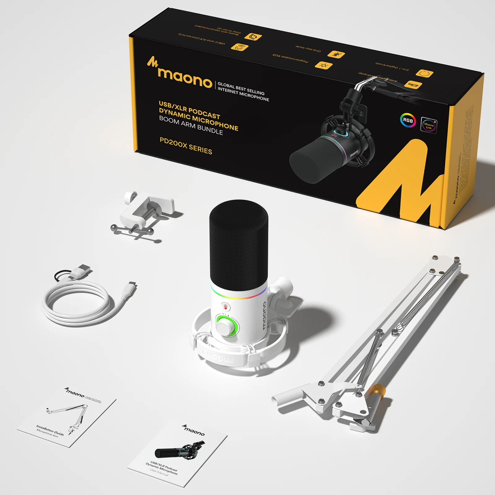 MAONO PD200XS Динамический микрофон XLR/USB с подставкой для рук Программное обеспечение