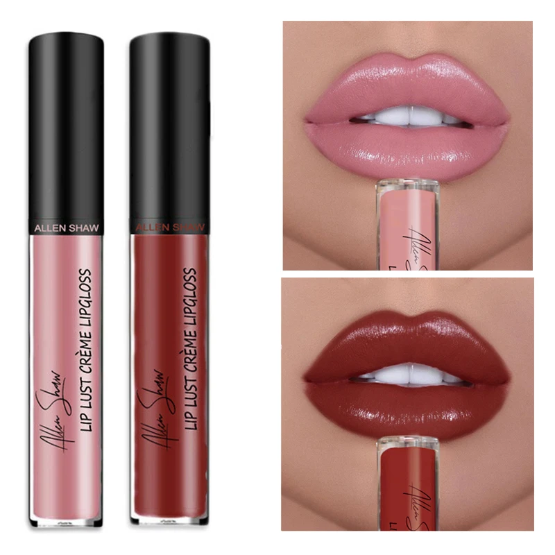 

2Pcs Cream Lip Gloss Liquid Lipstick Makeup Beauty Lip Glaze Long Lasting Waterproof Non-stick Cup Moisturizing Lipgloss