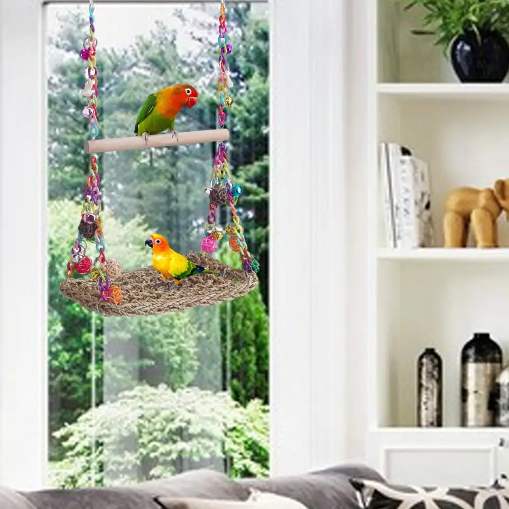 

Easy-to-attach Bird Cage Toy Fun Durable Bird Toys for Parrots Lovebirds Conures Cockatiels Hammock for Exercise for Mental