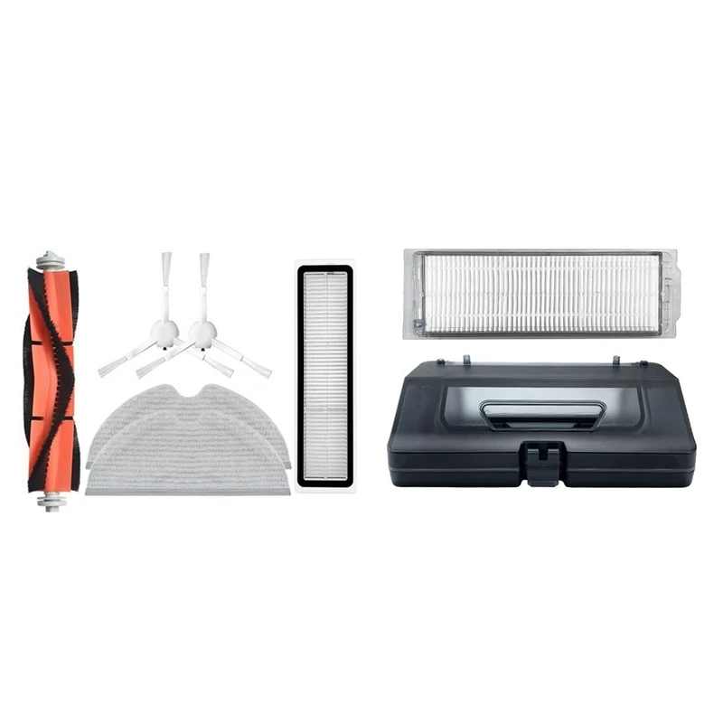 

2 Set Vacuum Cleaner Parts: 1 Set Water Tank Dust Box & 1 Set Main Roller Side Brush Hepa Filter Mop Cloth