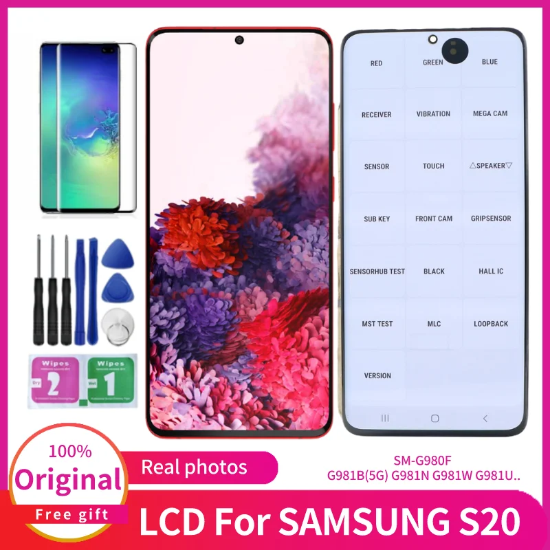 Оригинальный сенсорный экран S20 AMOLED для Samsung Galaxy S20, ЖК-дисплей G980F G981B G981U, дигитайзер для S20, запчасти для ремонта ЖК-экрана