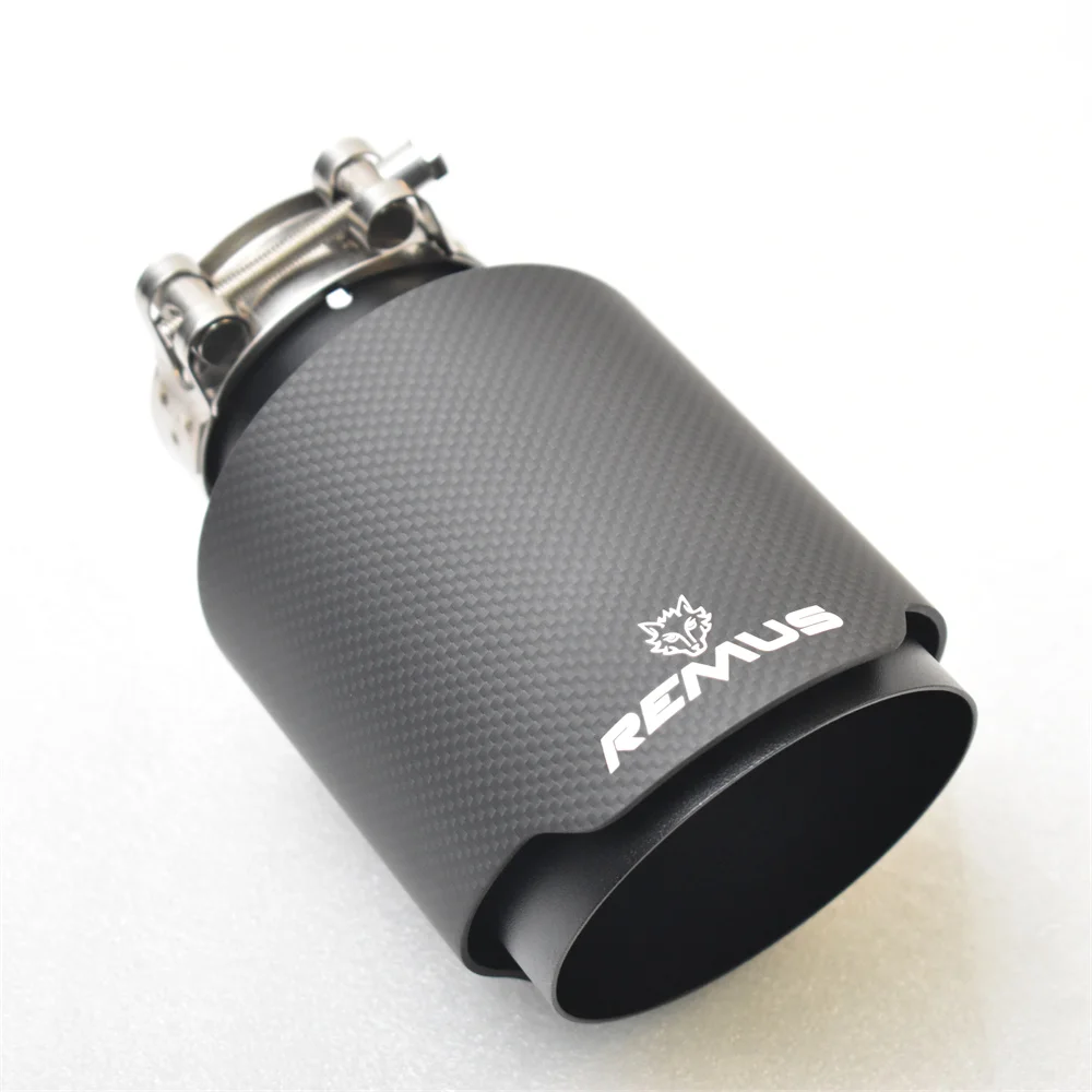 Матовый черный трубопровод из углеродного волокна REMUS ДЛЯ Универсальной выпускной системы из нержавеющей стали с глушителем для автомобилей x4 с микро-наконечниками.