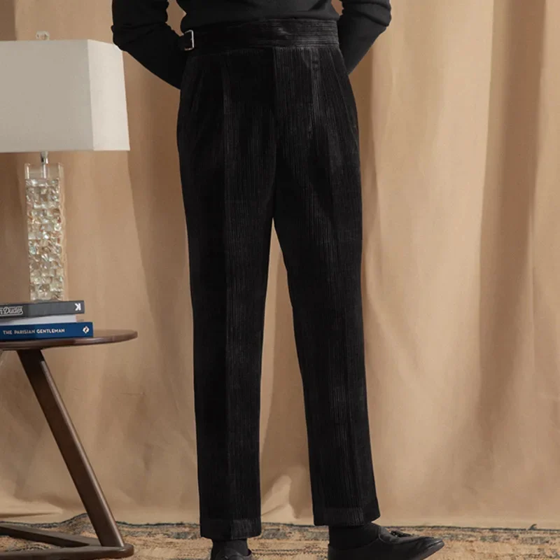 Вельветовые офисные Теплые повседневные брюки с высокой талией итальянские