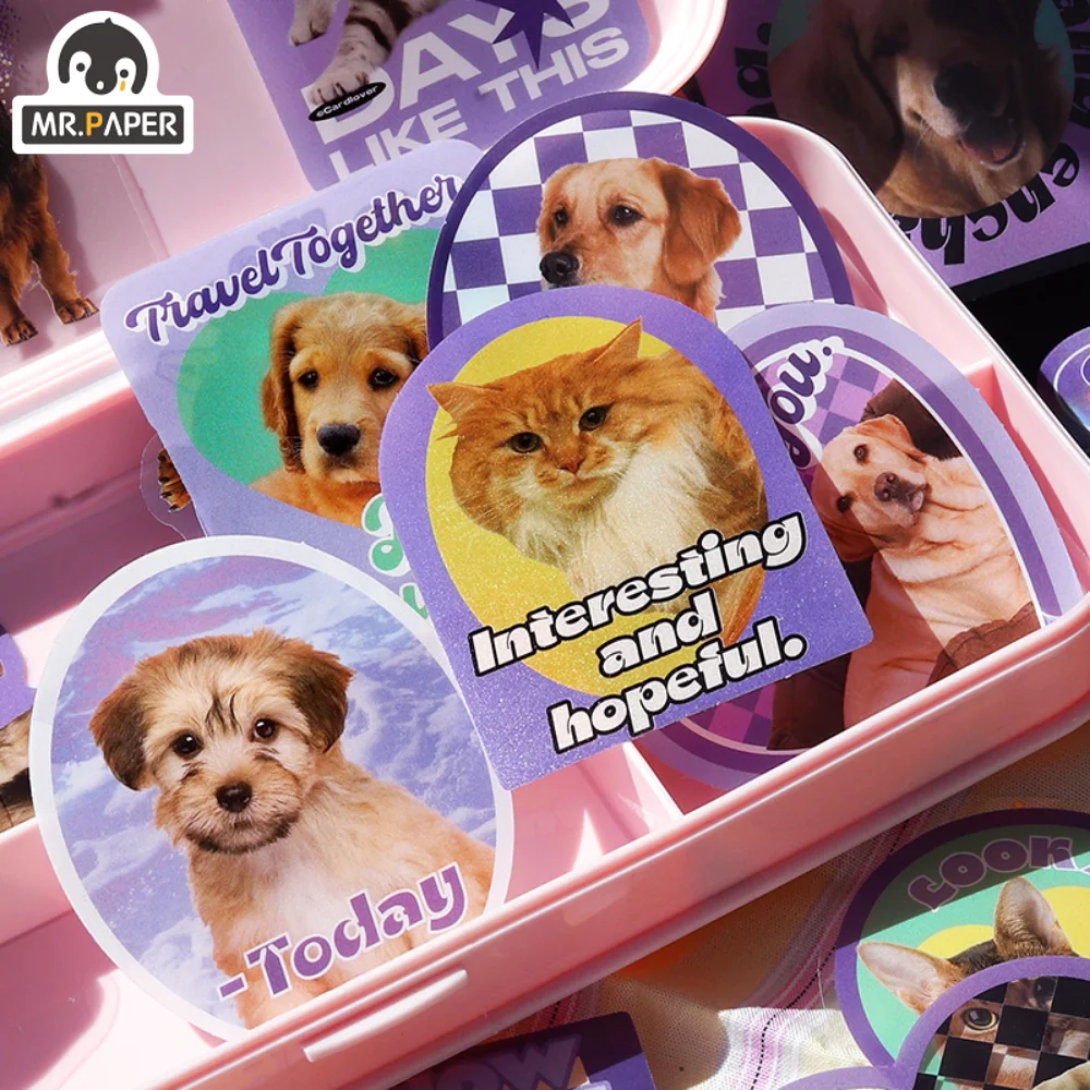 

Mr. Paper 4 Style 40pcs/box Cute Animal Sticker Creative Dog Cat Rabbit Hand Account Decorative Stationery Sticker