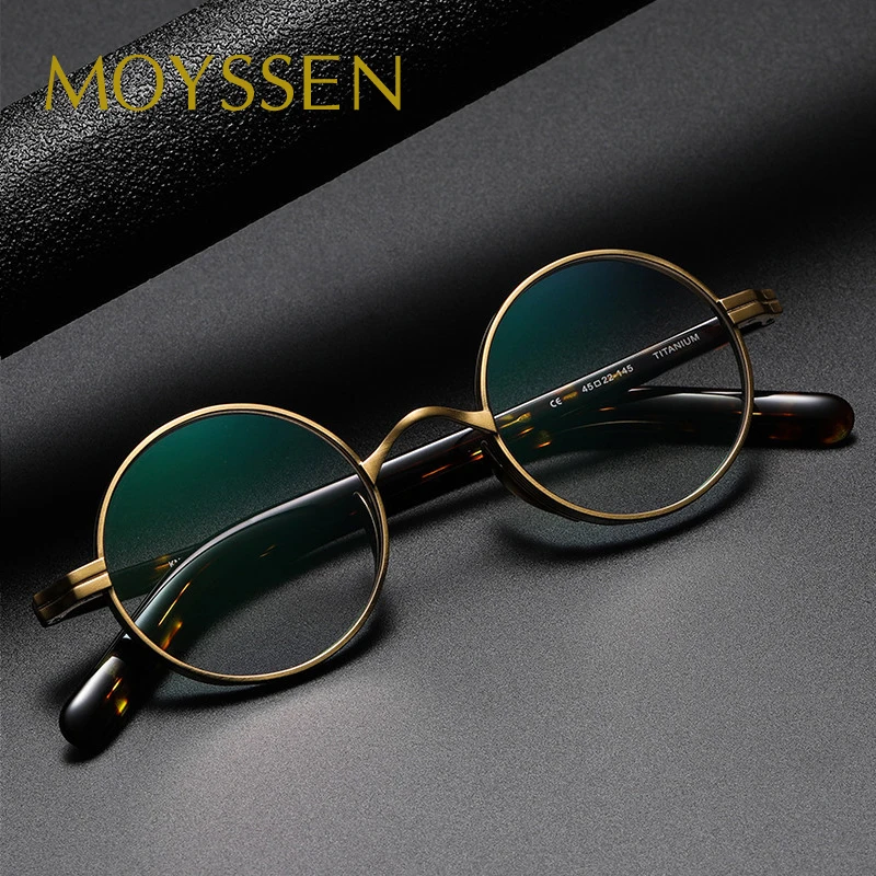 

Japan Luxury Brand Design Men Handmade IP Titanium Round Frame Acetate Arms Glasses Women Vintage Optical Myopia Eyeglasses