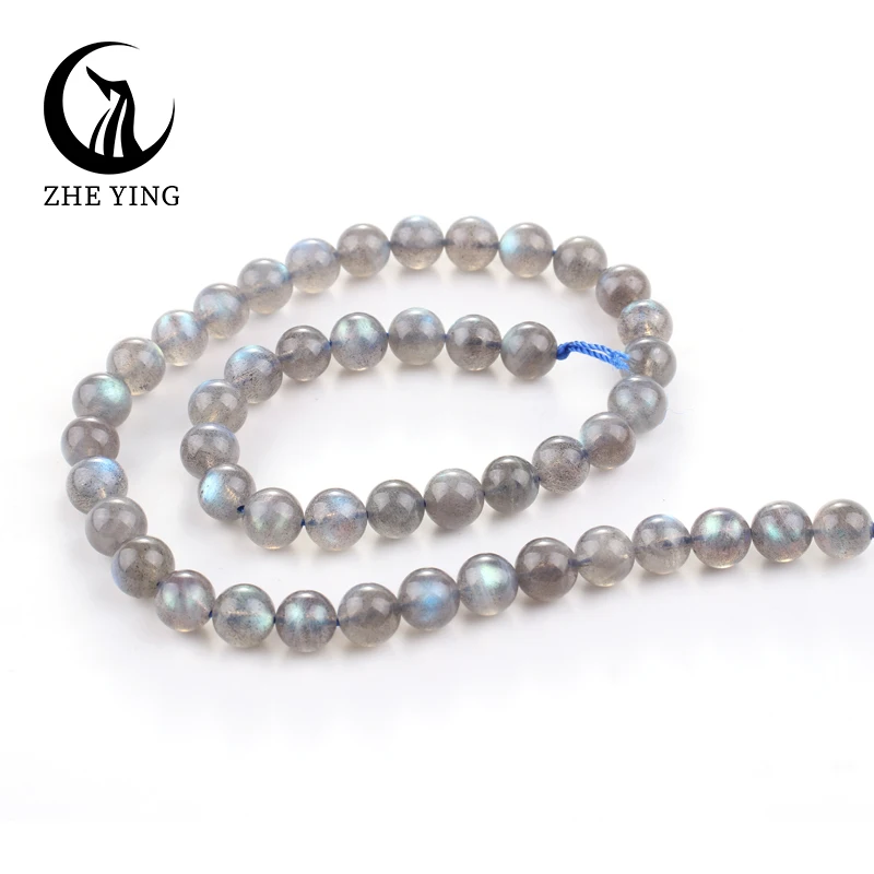 

Top 7A Natural Labradorite Stone Beads Grey Smooth Round Loose Spacer Beads For Jewelry Making DIY Bracelet 6/8/10mm 15" Strands