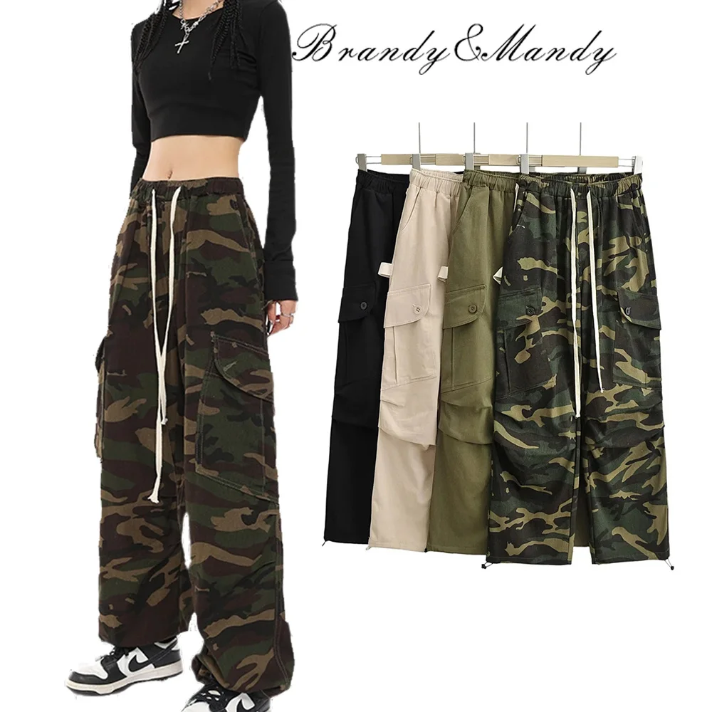

Brandy Parachute Pants Baggy Jeans Fashion Streetwear Женские джинсовые брюки Свободные брюки-карго с низкой посадкой Y2K Камуфляжные армейские брюки