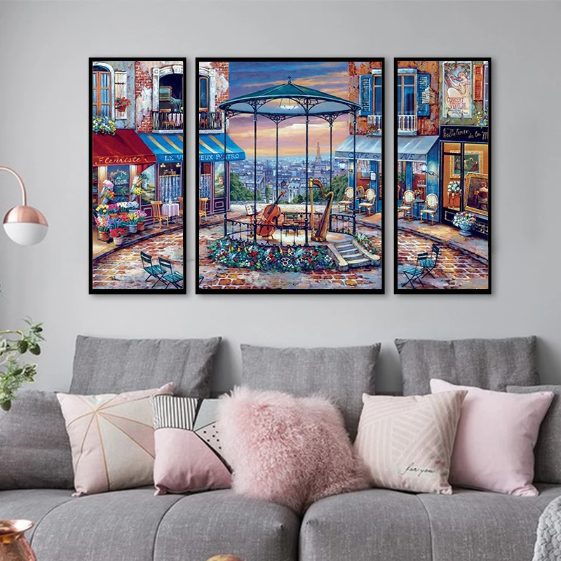 Набор для рисования по номерам на холсте пейзаж, 3 шт./компл.