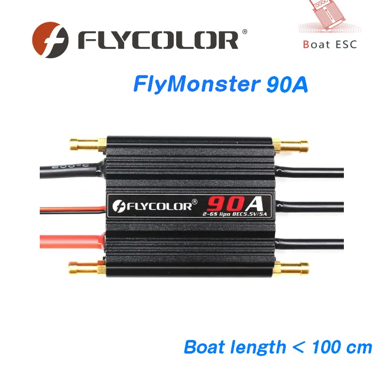 

Flycolor 90A Brushless ESC Speed Control Stand 2-6S Lipo BEC for RC Boat