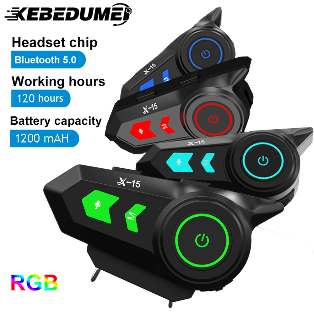 

X-15 гарнитура для мотоциклетного шлема Bluetooth 5,0 Беспроводные наушники с громкой связью аккумулятор 1200 мАч водонепроницаемые мотоциклетные наушники