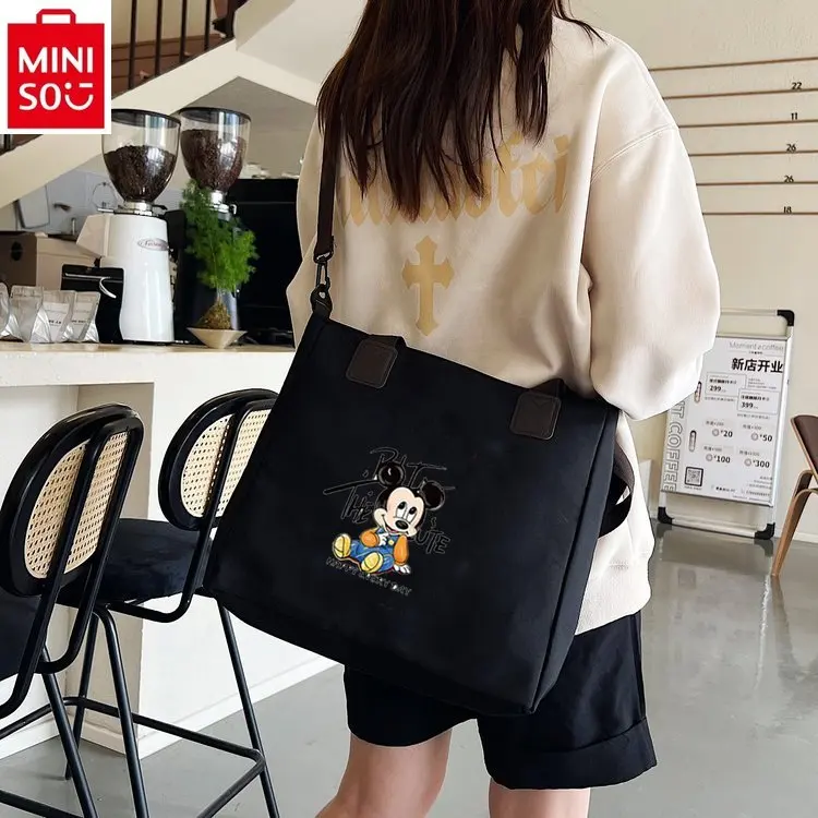 MINISO Холщовая Сумка-тоут с изображением Диснея Микки модная вместительная