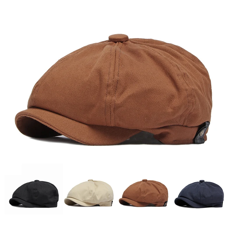 

British Style Newsboy Cap Men Cotton Ascot Cap Beckham Male Spring Summer Vintage Octagonal Flat Cap Gavroche