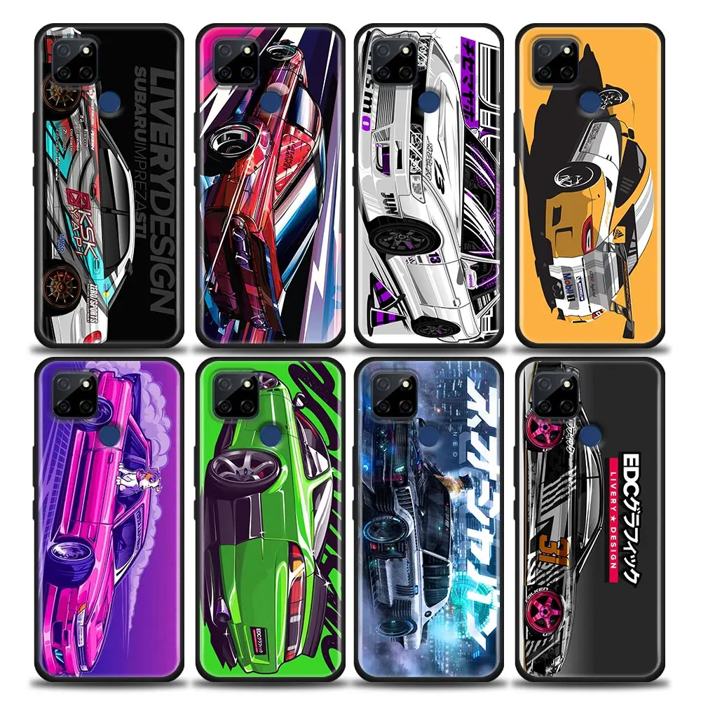 

Phone Case for Realme Q2 C20 C21 V15 8 Case C25 GT V13 5G X7 Pro Ultra C21Y Silicone Cover Tokyo JDM Drift Sports Car