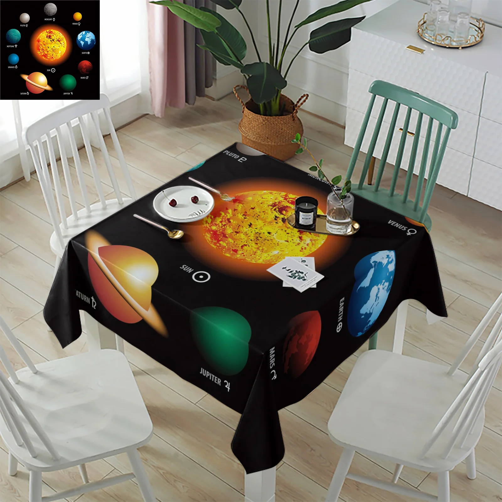 Planetary System Tablecloth Waterproof Dining Table Wedding Party Rectangular Home Textile Kitchen Decor |