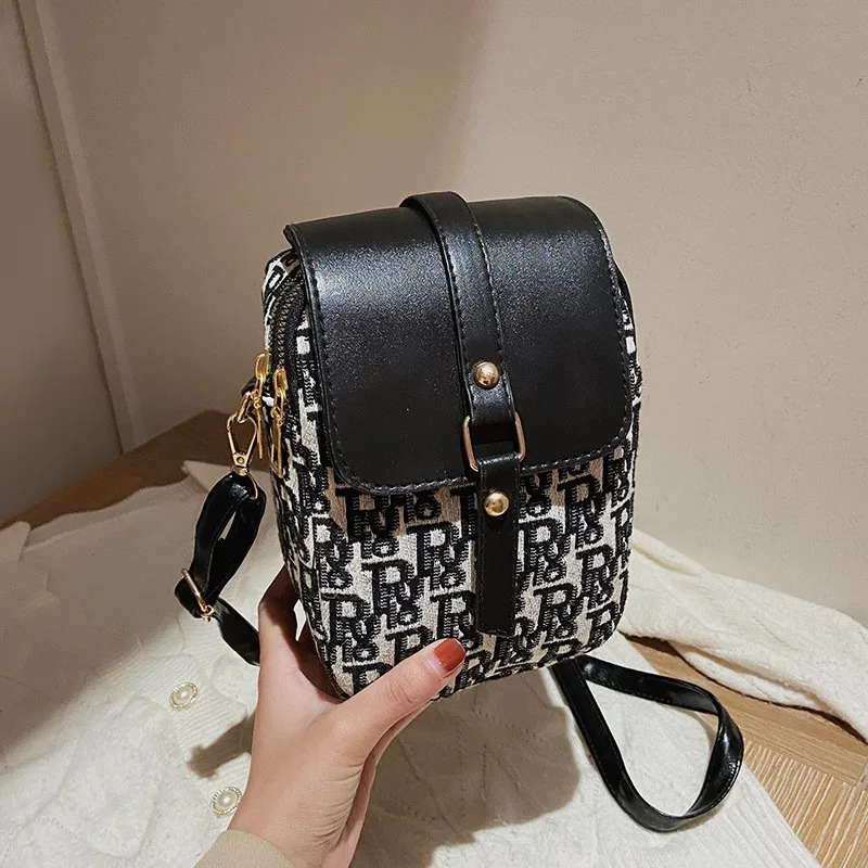 

New Shoulder Bags Women Dual Zippers Canvas Handbags Small Square Bag Women's bag Trend Round Crossbody Bag bolsa feminina