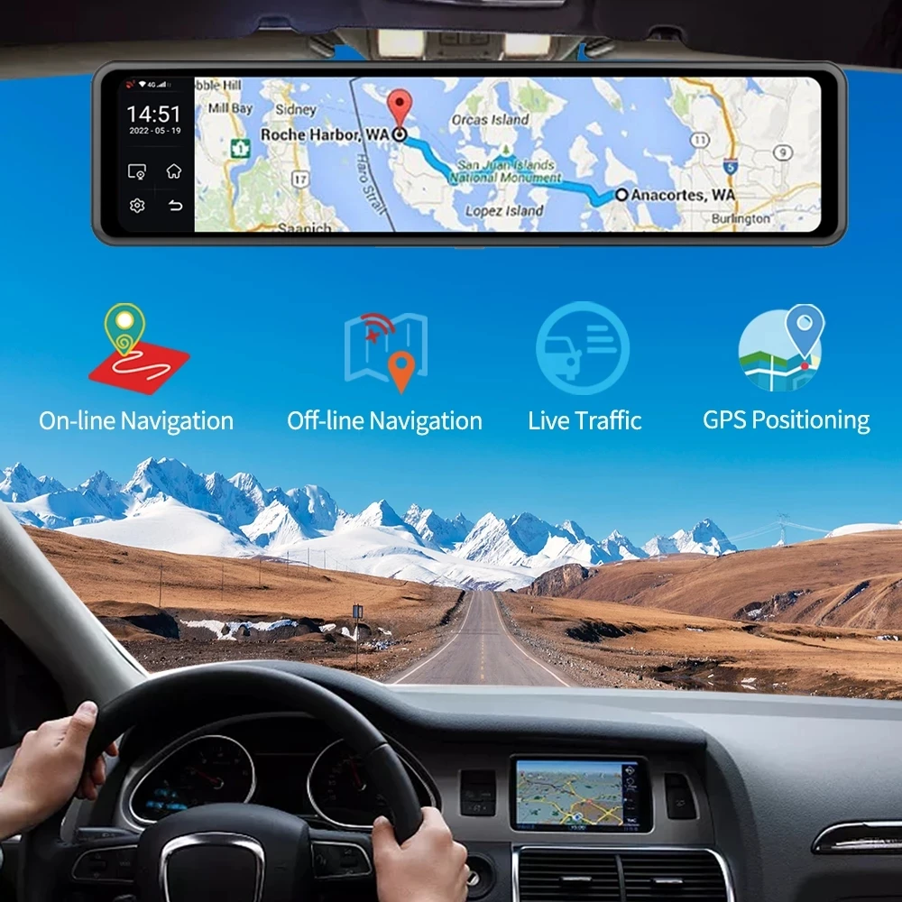 Автомобильное зеркало заднего вида 4G Android 10 0 4 Гб + 64 ГБ 12 дюймов ADAS FHD