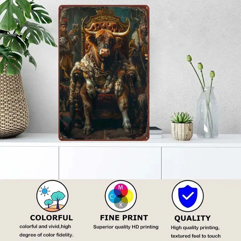 Highland Крупный рогатый скот металлическая Настенная картина винтажные